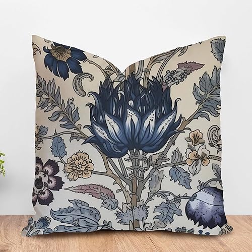 Miniatura 8 de ArogGeld Funda de cojín tradicional china china para sofá, funda de almohada floral azul marino y blanco, funda de almohada vintage chinoiserie azul