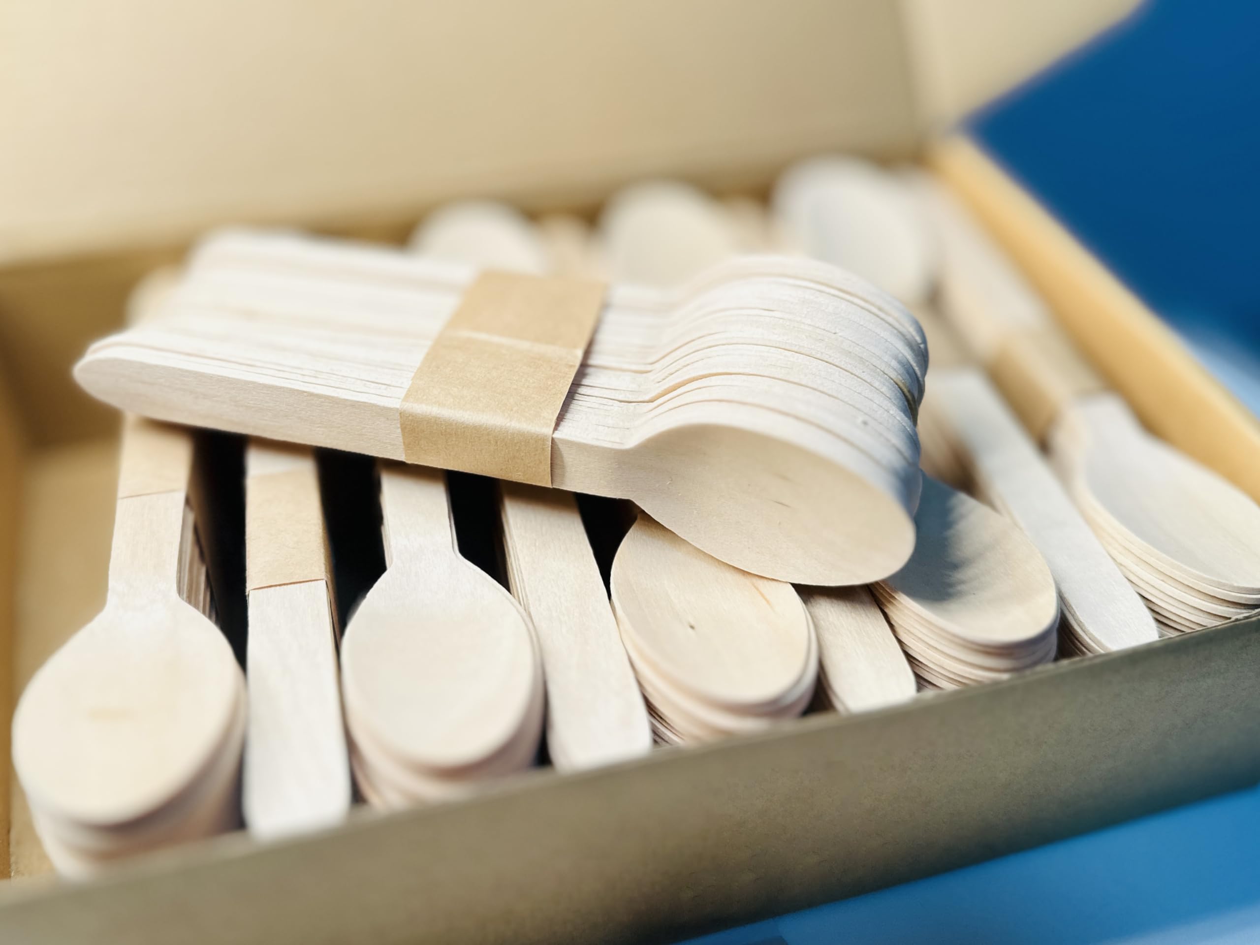 SunMoon Eco Friendly 300 Pack Wooden Spoons Disposable, 16cm Long - Image 3