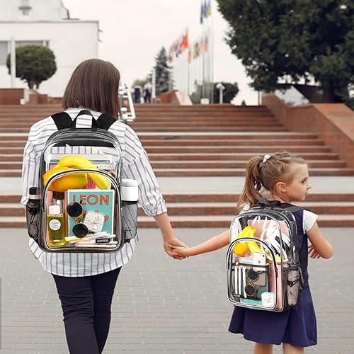 Miniatura 8 de OSOCE Mochila transparente de PVC aprobada por el estadio, bolsa transparente transparente para la escuela, Negro -, Mochila transparente de moda