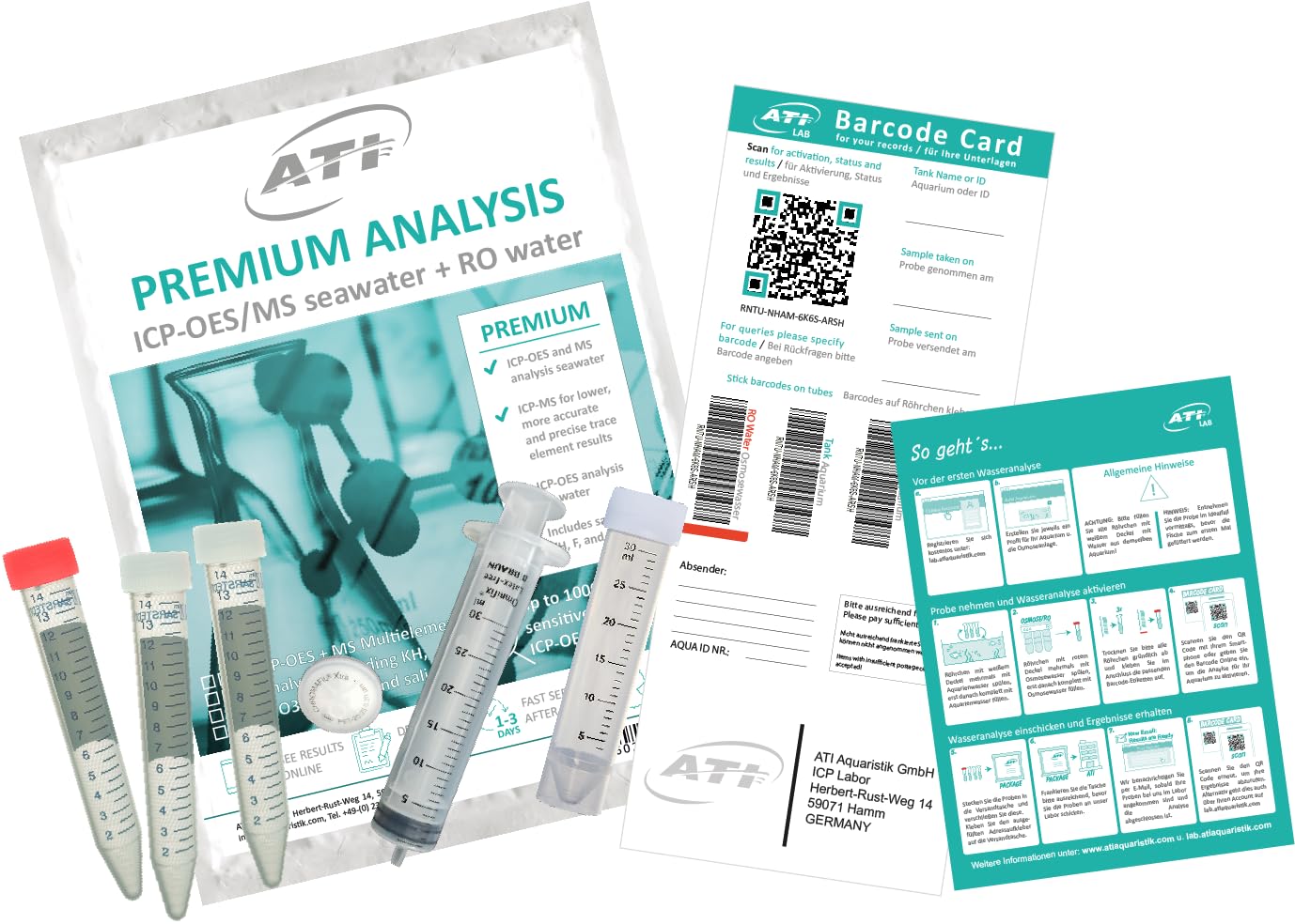 ATI ICP-MS Ultimate/Premium - Juego de 3 análisis de laboratorio | Análisis de agua de alta precisión para acuarios de agua salada | Análisis ultra traza y monitoreo de contaminantes