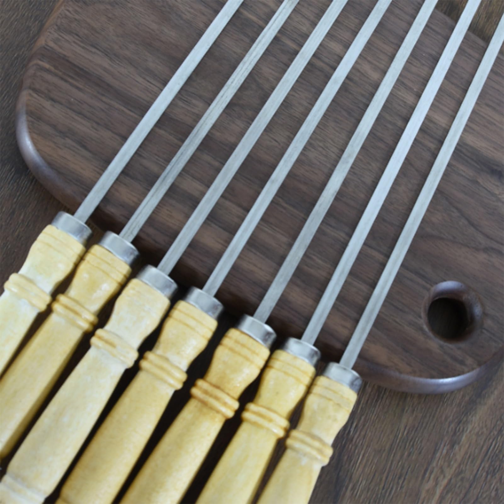 Spiedini di Kabob, spiedini Piatti alla griglia in Acciaio Inossidabile, con Comoda Impugnatura in Legno, for Cocktail, Barbecue, Barbecue, Frutta, 10 Pezzi (Size : 100)