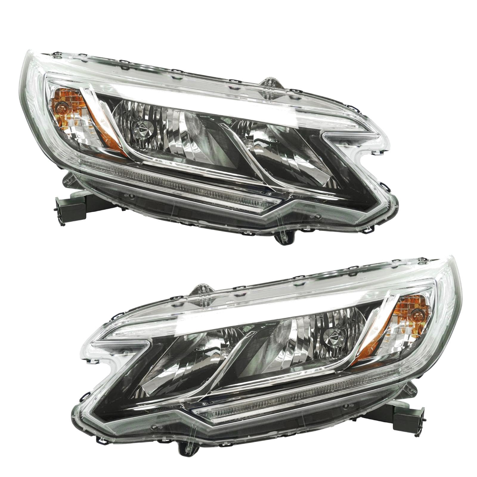 TRQ 2 Piece Headlight Assembly Set Driver &amp; Passenger Side Compatible with Honda CR-V 2015-2016 EX EX-L HO2502161 HO2503161 33100T1WA01 33100T1WA31 33150T1WA01 33150T1WA31