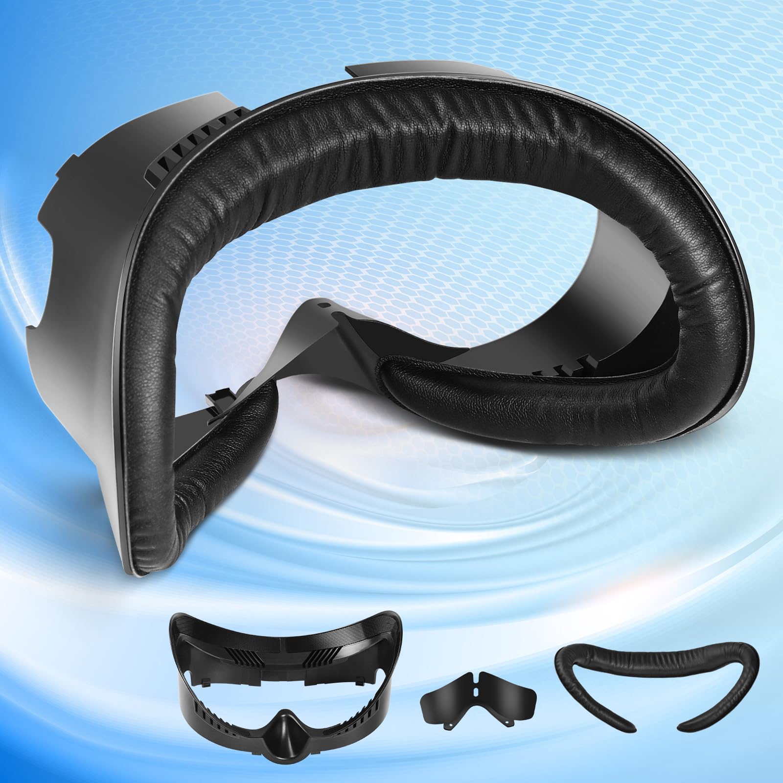 TechKen Face Cover Pad Facial Interface Compatible with Meta/Oculus Quest 3 Accessories, with Soft PU Face Cushion Pad for Quest 3 and Lens Protector Air-Circulation