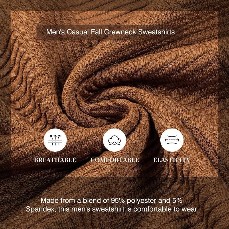 Men's Fall Crewneck Sweatshirts Patchwork Long Sleeve Geometric Texture Casual Pullover Shirt - Image 5