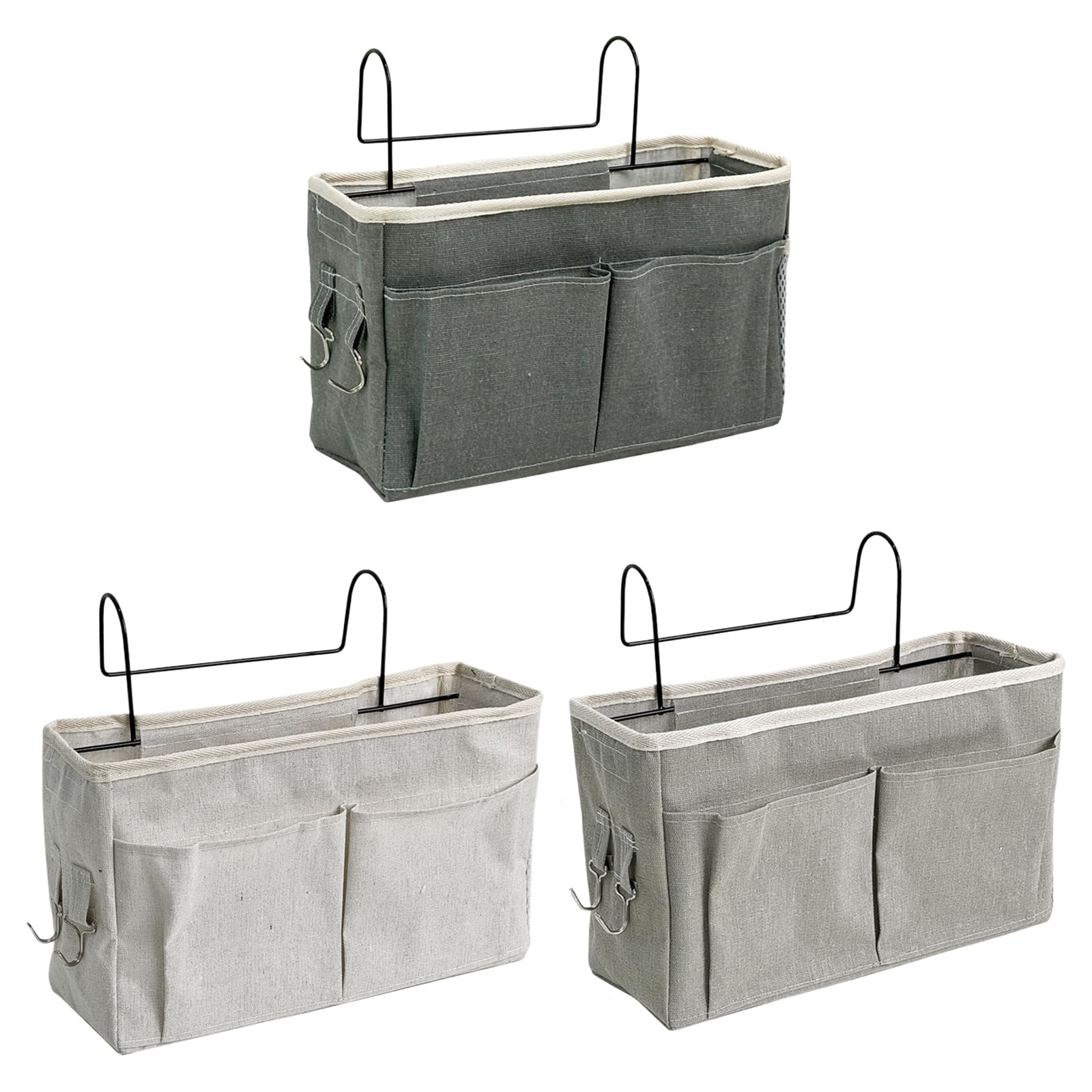 3 Pezzi Tasche Portaoggetti da Letto con Gancio Porta Oggetti da Appendere al Letto Portaoggetti da Letto Appendibile Borsa Appendere Letto per Dormitori Scolastici, Biblioteche