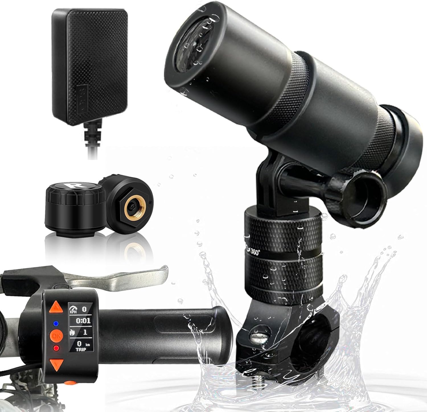 VSYSTO Bicycle Camera with OLED Display Wired Controller, WiFi GPS HD 1080P 150° Wide Angle Starlight Night Vision Waterproof Bike Dash Camera Action Camera, Loop Recording, G-Sensor (D5K)