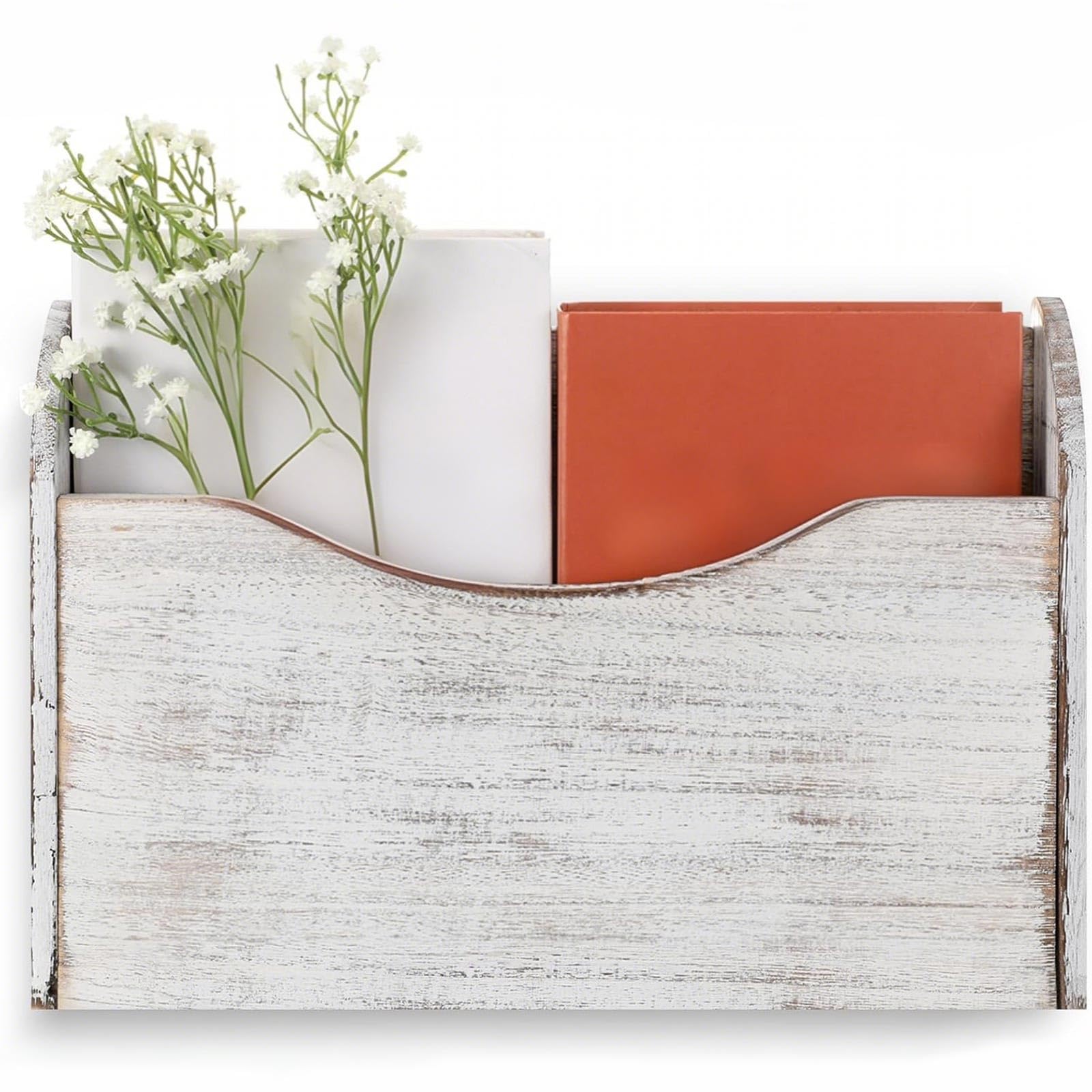 Suzile Wood Wall Mounted File Holder Magazine Rack, White