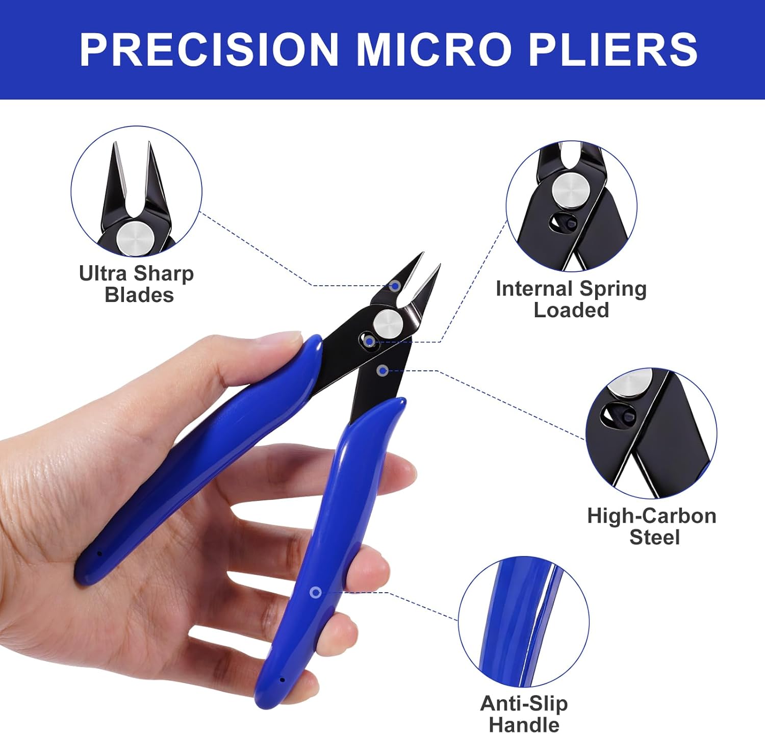 2 Pack Wire Cutters Set, 6"+5" Sharp Flush Cutters, Spring Loaded Side Cutting Pliers，Carbon Steel Wire Cutters for Crafting, Electronics, 3D Prints, Jewelry Making, Model Sprue, Zip Ties