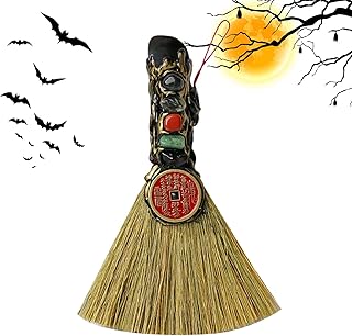 Escoba de , escoba de bruja de natural, retablo , escoba para decoración de Halloween