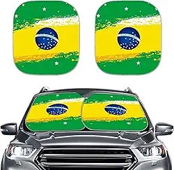 Renewold Bandeira do Brasil, pára-brisas de carro, para-sol, acessórios para a maioria dos sedãs, SUV, van, caminhão, verão, bloqueador solar, protetor de viseira protetora, protetor solar, decoração,