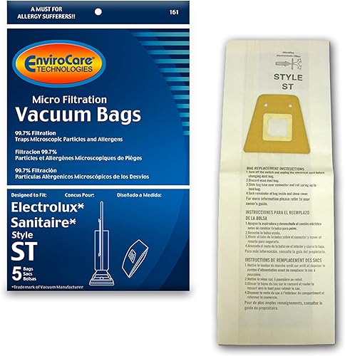 EnviroCare Bolsas de vacío de micro filtración de repuesto diseñadas para adaptarse a montantes Eureka Sanitaire estilo ST paquete de 5