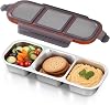 Ugotit Snack Boxes with Compartments, 2 Compartments Snack Containers for Kids And Adults, Leakproof Bento Lunch Boxes, Reusable Divided Food Storage Containers for School Work Travel Black, 700ml