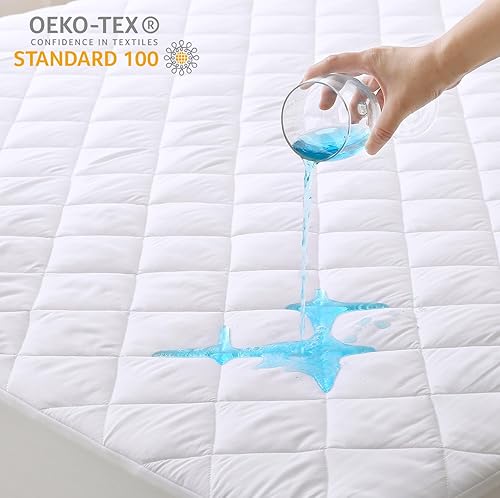 Miniatura 2 de Ankwos Protector de colchón impermeable tamaño Queen (60 x 80 + 15 pulgadas), protector de colchón acolchado transpirable y refrescante, funda de