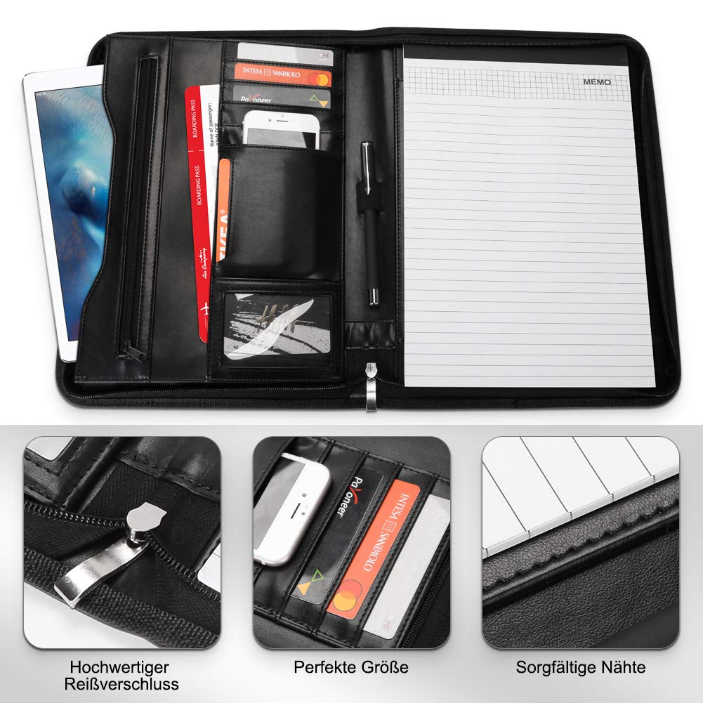 Conférencier Porte Bloc Élégance Similicuir Et Nylon Noir