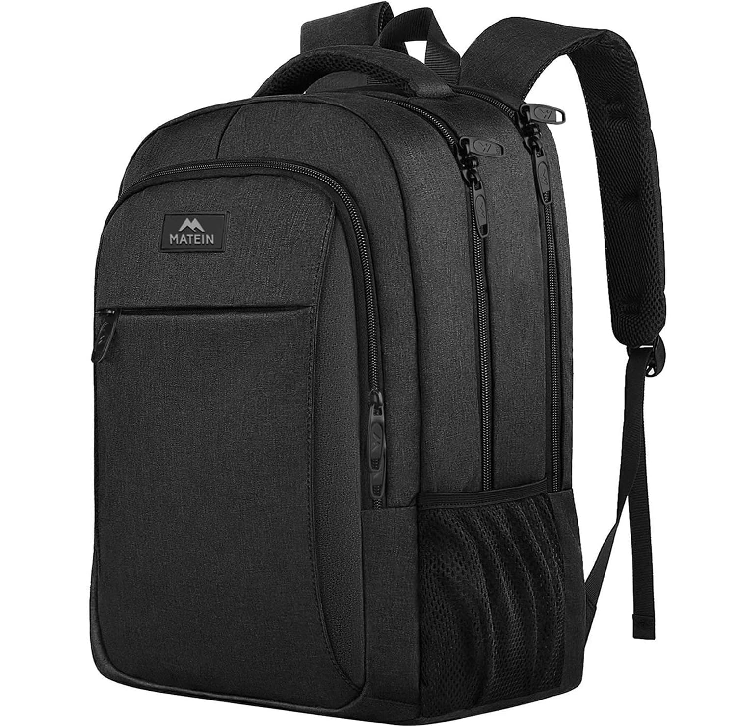 MATEIN Business Laptop Backpack, 15.6 Inch Travel Laptop Bag Rucksack with USB Charging Port, Water-Resistant Bag Daypack for Work Anti-Theft College Computer Men Women Backpack, Black