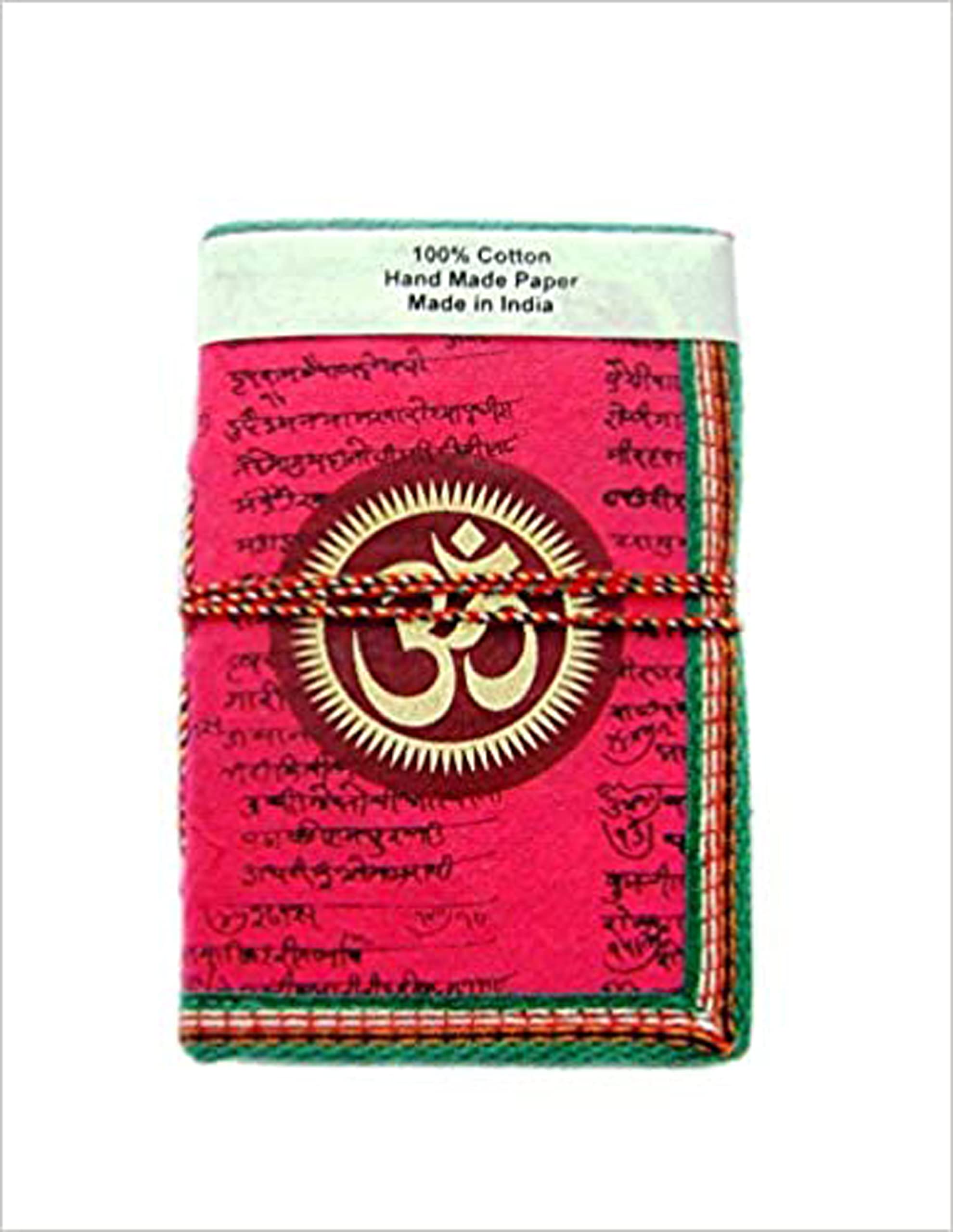 Rastogi Handicrafts Lokta Handmade Paper Journal Diary Note Book Planner Diary Pink Om Chakra Spiritual Size - 6x4 INCH
