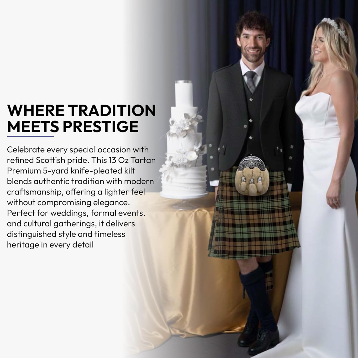 Men's 5 Yard Scottish Tartan Kilt, Highland Wedding Kilt - Image 6