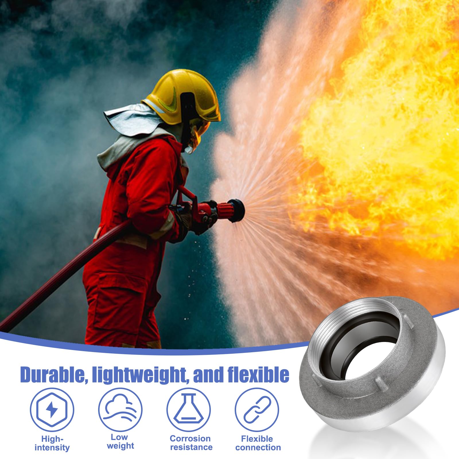 Acoplamiento C de 2 pulgadas con rosca interior, de aleación de aluminio con junta para acoplamiento de bomberos THW, manguera de construcción, manguera de bomba