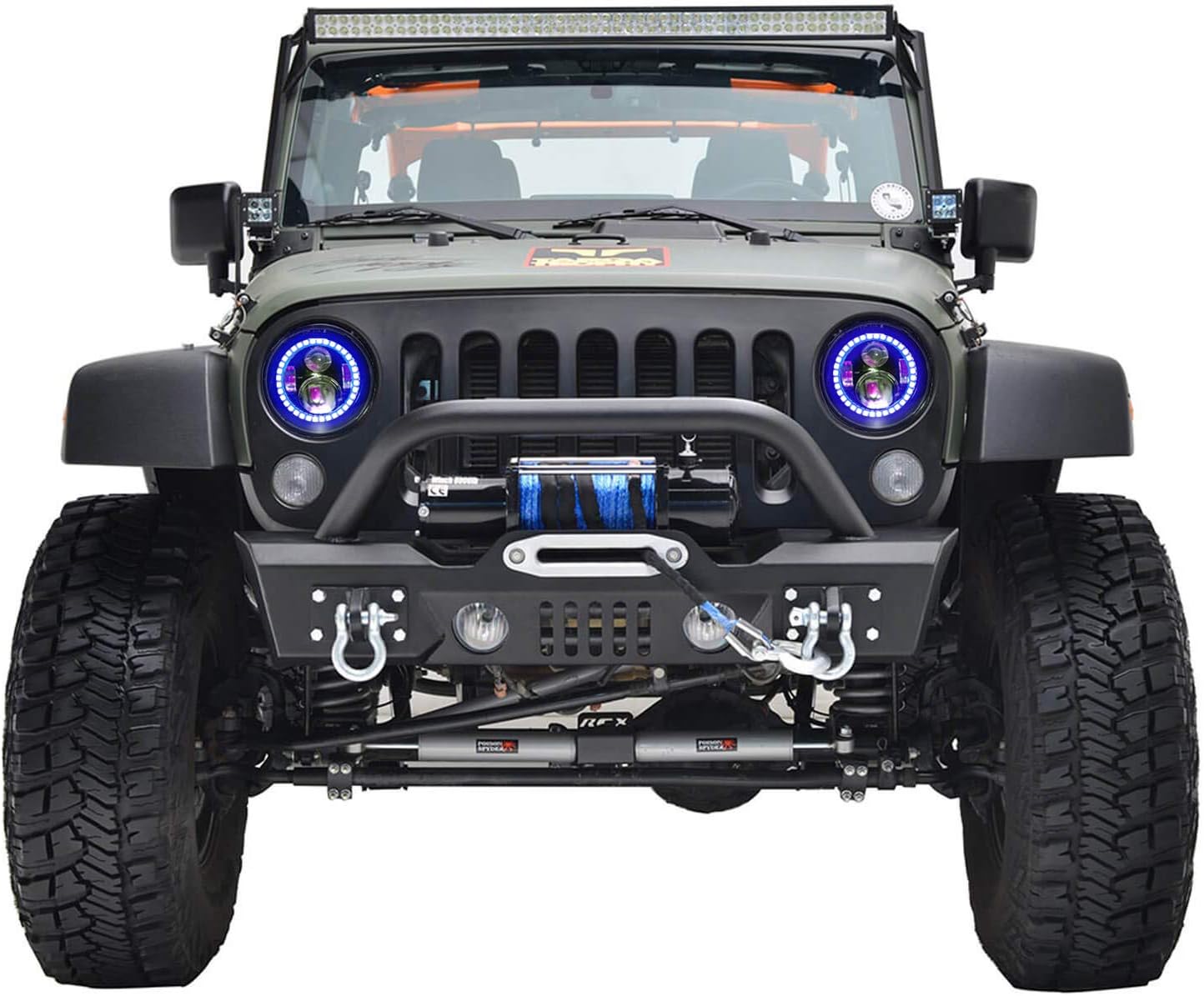 Flashtech RGB LED Halo Ring Accent Light Kit Compatible with Jeep Wrangler Projector (2007-2017) - App + RF Remote