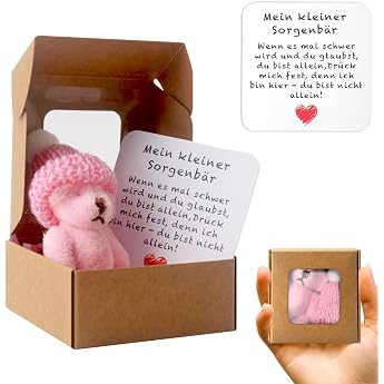 Teddy Bear Small Pocket Hug German Mini Stuffed Toys Small Steiff Teddy with Card & Gift Box Small Positive Gifts for Birthday Christmas Party Delivery Colleagues Girlfriend Gift Pink