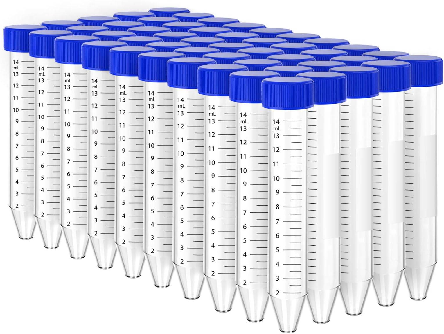 SimPure Centrifuge Tubes 15mL, Conical Tubes Sterile 50 PCS, Polypropylene, Leak-Proof Screw Caps, Plastic Container with Graduated and Write Marks, Non-pyrogenic, DNase/RNase Free, Human DNA-Free