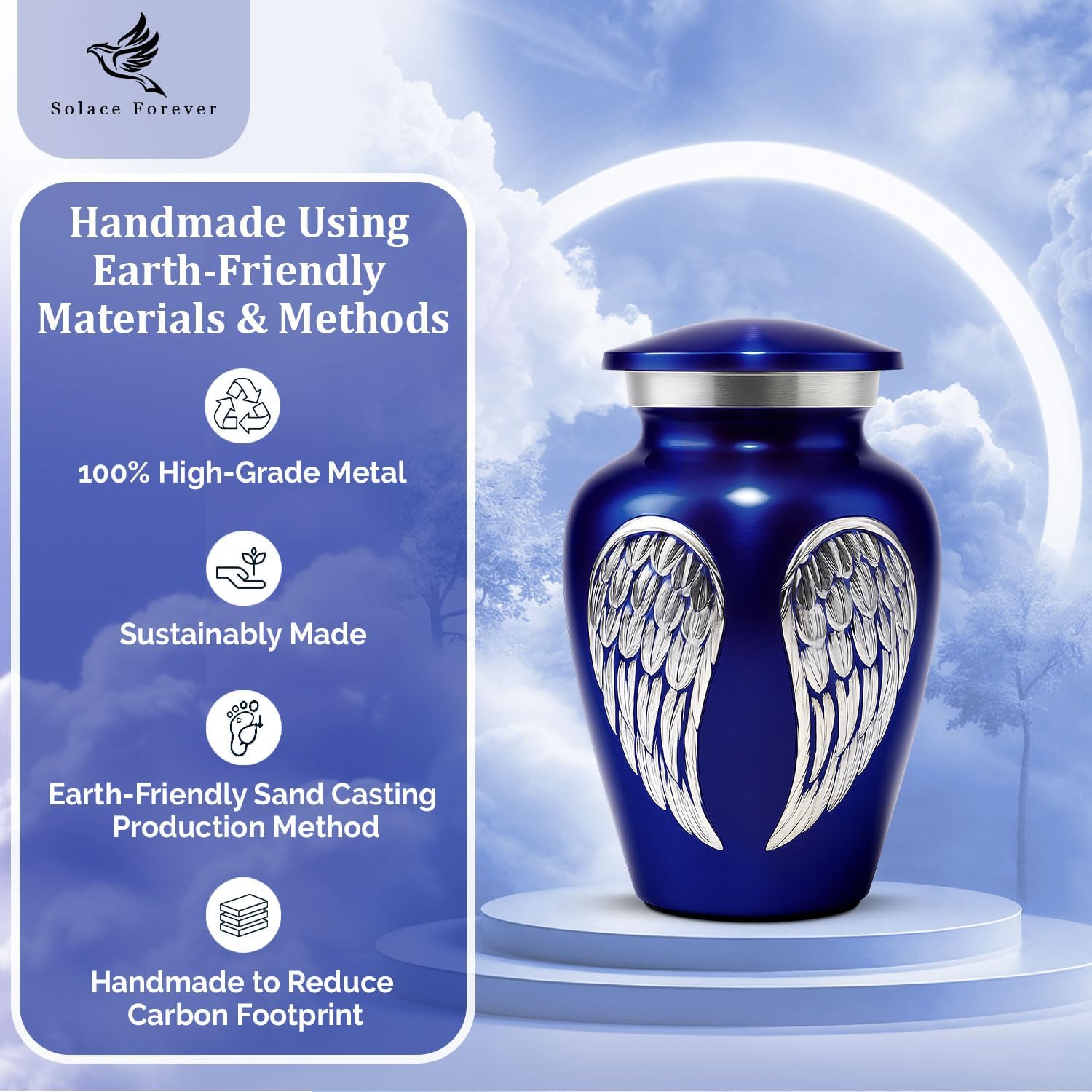 Small Urns for Human Ashes – Mini Urn for Ashes to Honor Loved Ones – Holds 3 Cubic Inches – Perfect for Mom, Dad, Baby, or Someone Special(Dark Blue, Small)
