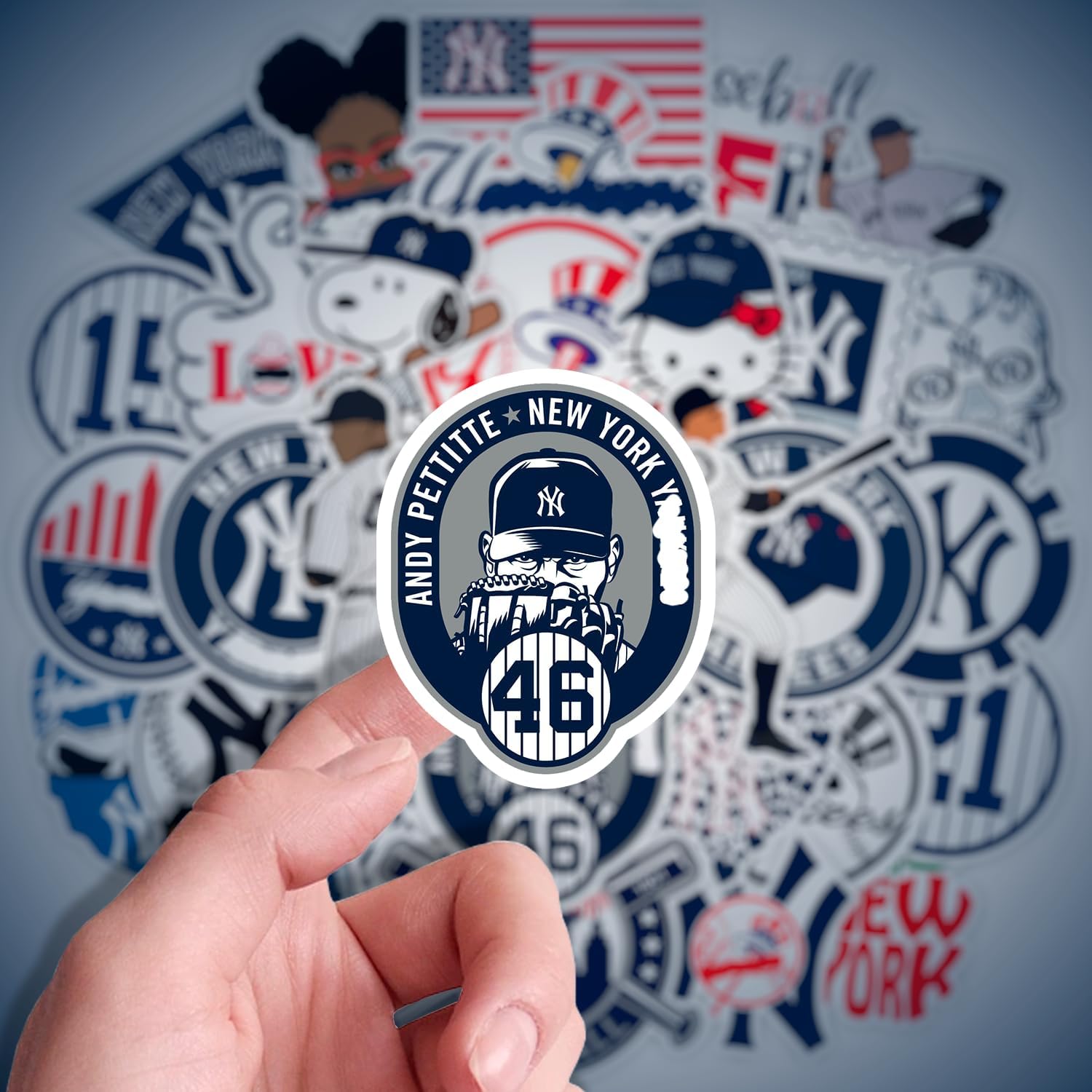 72pcs New York Baseball Stickers Yankee Pack for Laptop Water Bottle Car Window Scrapbook Helmet Skateboard Wall Cool Vinyl Decals for Kids Teens Adults Fans Gifts Mighty Yankees Inspired