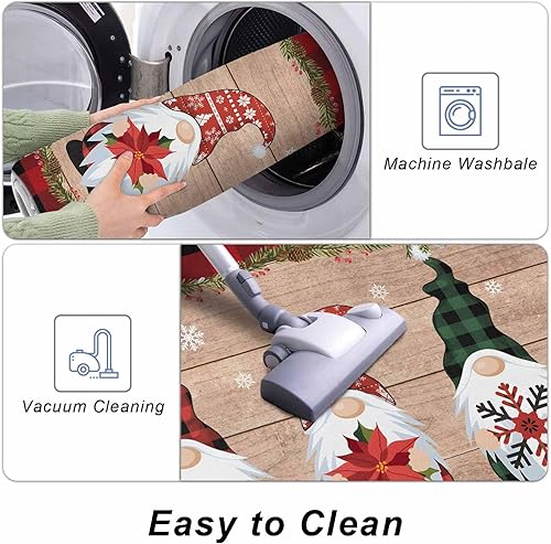 Miniatura 132 de Alfombras de cocina de Navidad absorbentes antideslizantes para piso, árbol de Navidad, muñeco de nieve y copo de nieve, alfombras y tapetes