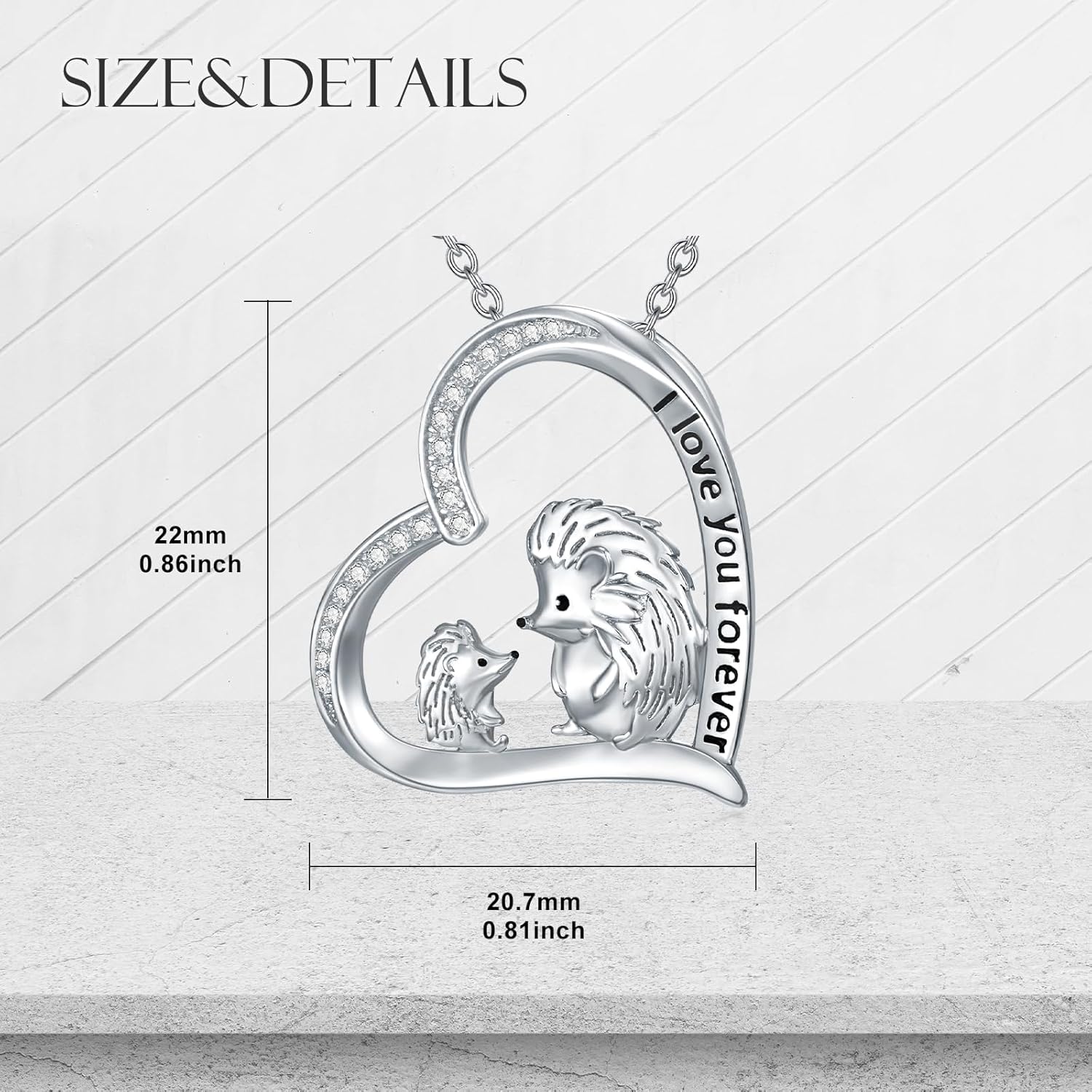 LONAGO Hedgehog Necklace Sterling Silver Hedgehog Heart Pendant Necklace Jewelry Gift for Women - Image 6