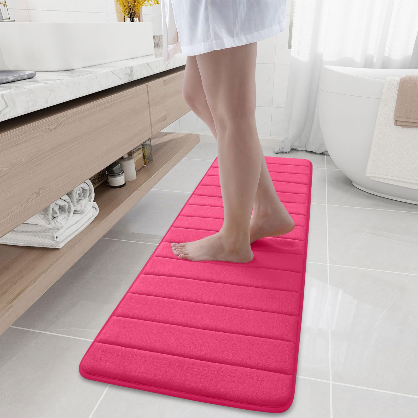 Buganda Kitchen Mat, Entrance Mat, Memory Foam, Washable, 0.6 inch (15 mm), Thickness 0.6 inches (15 mm), Dust Mites, Water Absorbent, Antibacterial, Odor Resistant, Quick Drying, Anti-Slip, Floor Heating, Good Texture, Easy to Clean, Solid Color..