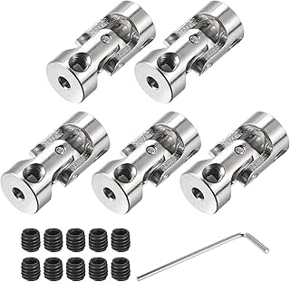 MECCANIXITY 3mm to 5mm Inner Dia Rotatable Universal Joint Shaft Coupling Motor Shaft Coupler L23 x D11 with Screws and Wrench for RC Model Pack of 5