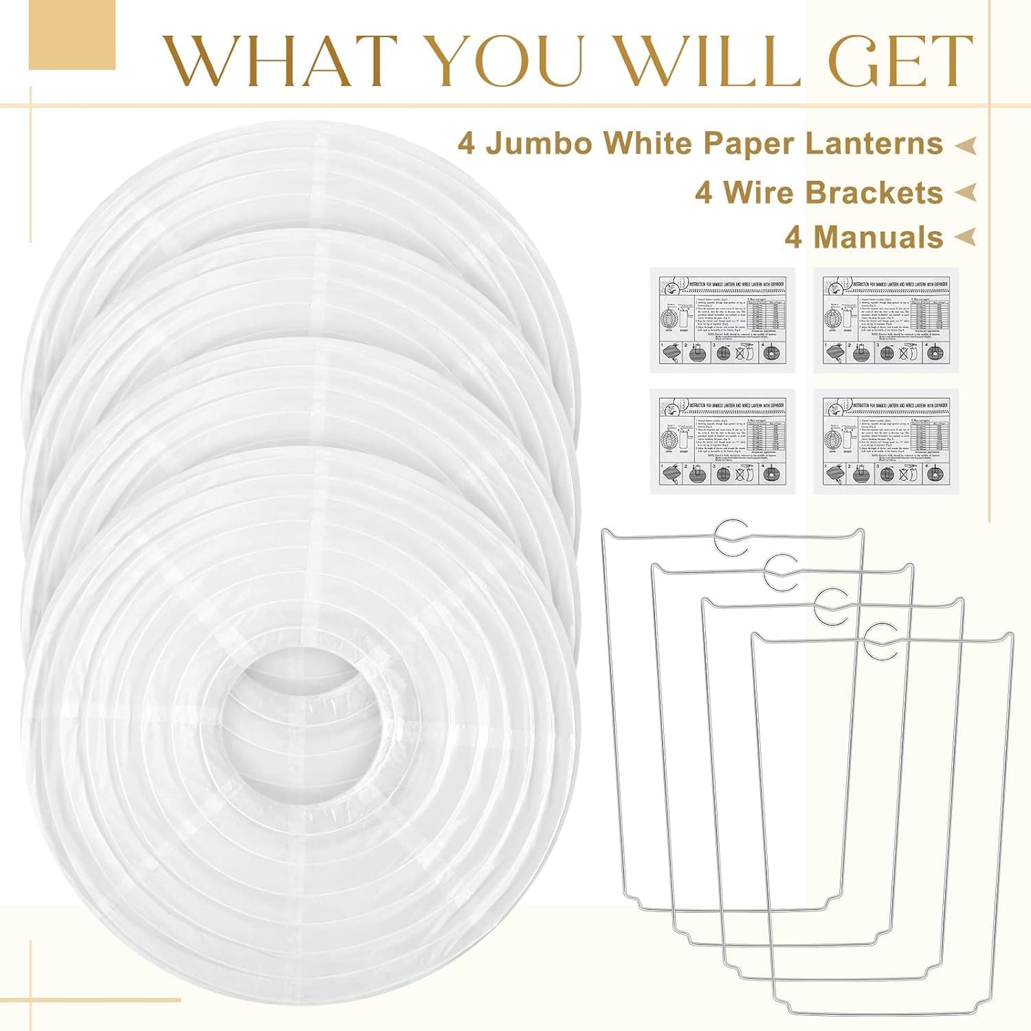 15 Pack Large Paper Lantern White Round Hanging Paper Lantern Lamp for Home New Year's Eve Valentines Wedding Party Ceiling Decoration