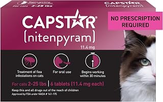 Capstar Nitenpyram Fast-Acting Flea Pills for Cats 2-25 lbs - Kills Fleas in 30 Minutes, Vet-Recommended, 6 Doses