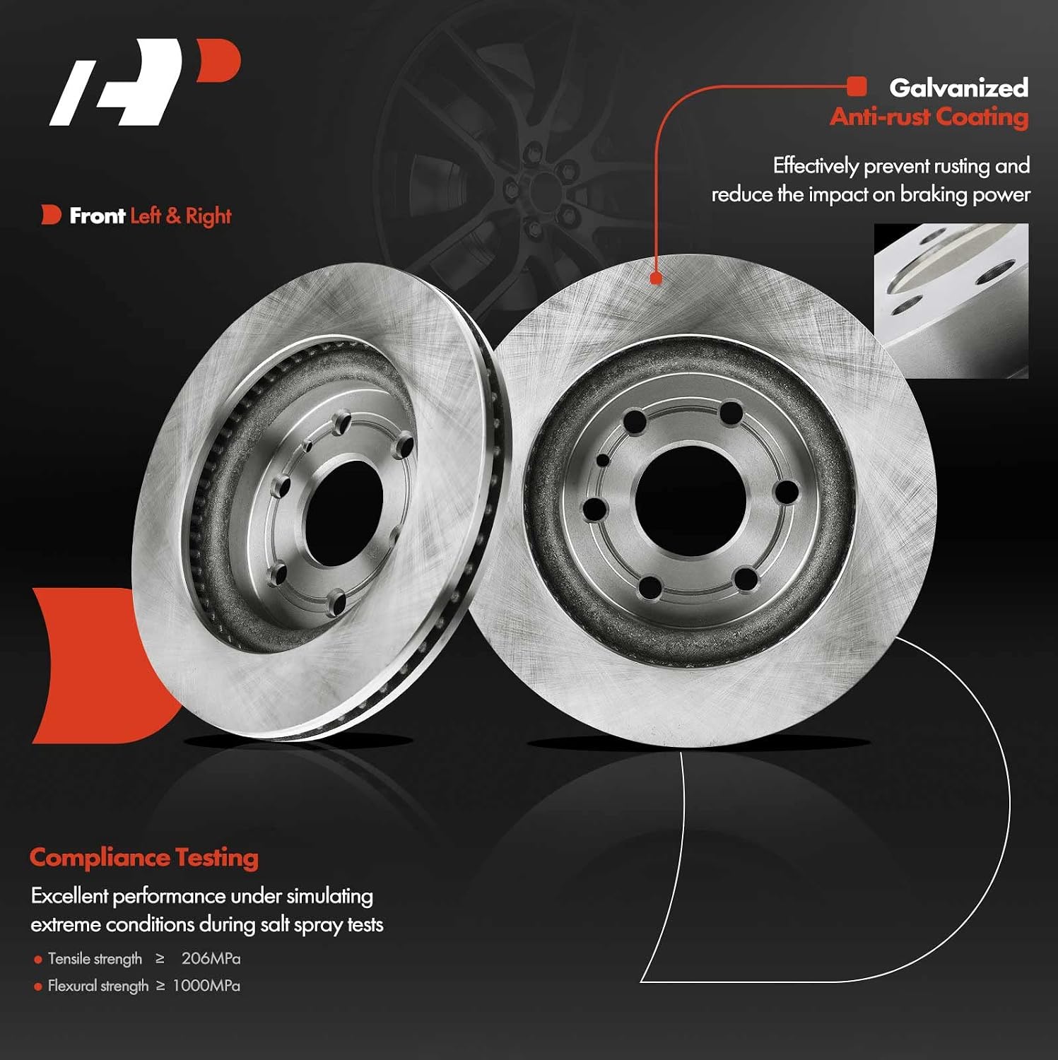 A-Premium 12.80 inch (325mm) Front Vented Disc Brake Rotors + Ceramic Pads Kit Compatible with Select Buick, Chevy, GMC and Saturn Models - Enclave 2008-2017, Traverse, Outlook, Acadia (Limited)