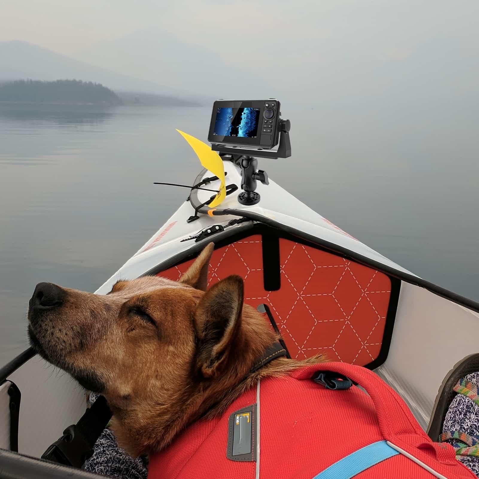 魚群探知機マウントベース、海洋電子魚群探知機マウント、ボールマウント魚群探知機ブラケット、360°回転魚群探知機ホルダー、ユニバーサルカヤック取り付けプ