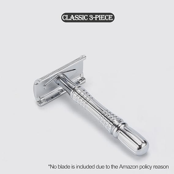 BAILI Double Edge Safety Razor Rust-proof Reusable Manual Stainless DE Wet Shaving for Men Women with Mirrored Travel Case BD176B