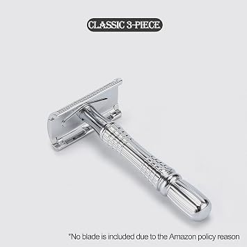 BAILI Double Edge Safety Razor Rust-proof Reusable Manual Stainless DE Wet Shaving for Men Women with Mirrored Travel Case BD176B