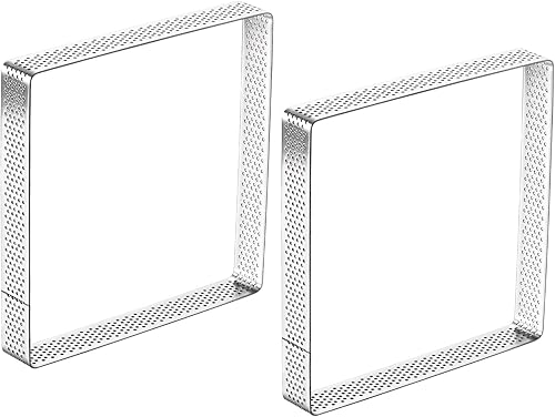 Miniatura 10 de uxcell 2 anillos cuadrados para tartas, 2.75 pulgadas de acero inoxidable, anillo antiadherente para postre, suministros de cocina para pasteles,
