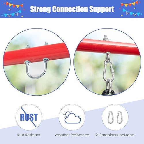 Miniatura 5 de INFANS Juego de soporte de columpio de 1 asiento, marco de columpio de metal resistente de 550 libras, soporte de columpio extra grande con marco en