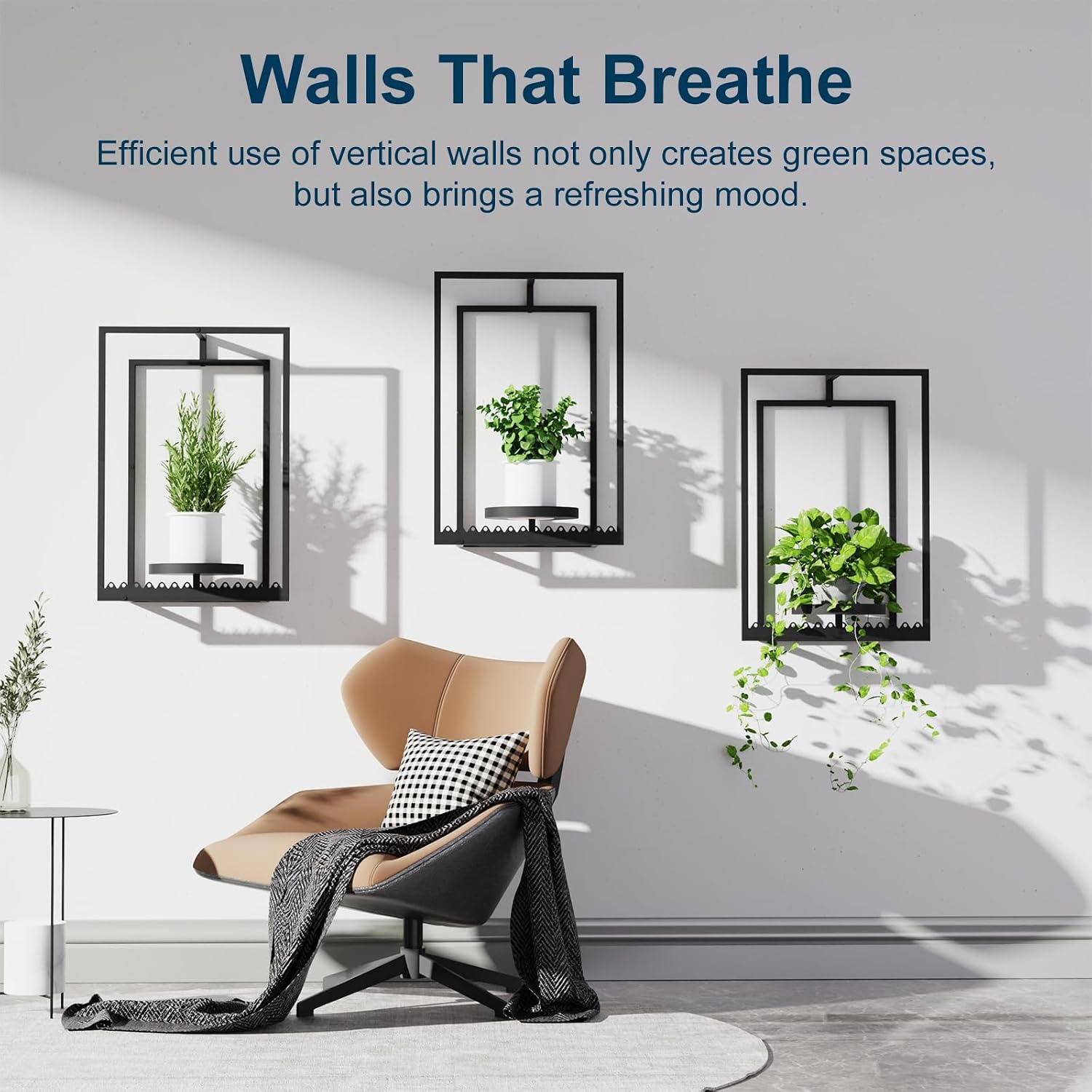Shineled Wall Plant Holder, Indoor Plants Holders, Plant Shelves Hanging Planters, Framed Plants Holder for Living Room, 2 Pack