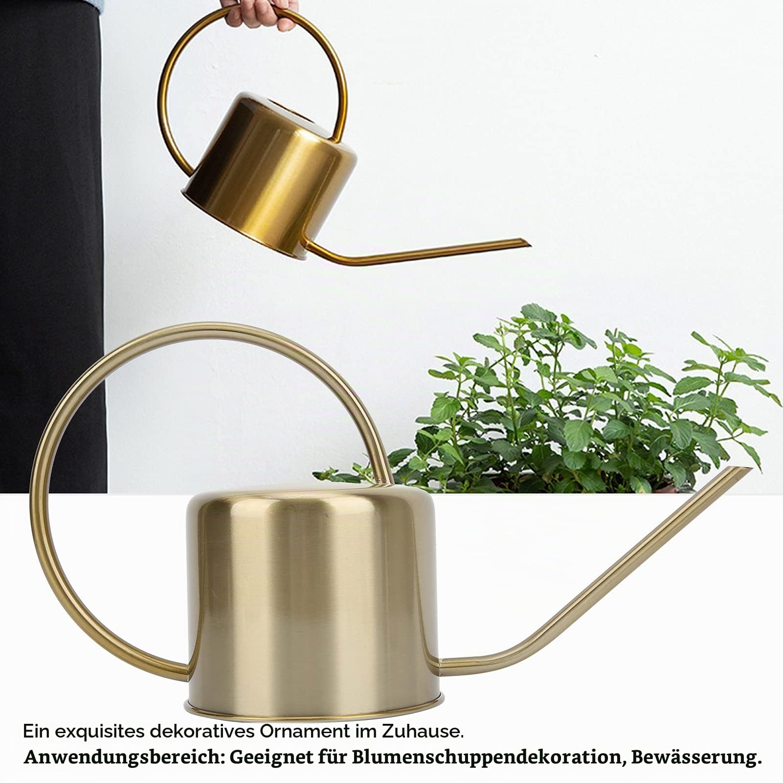 Shanrya Pflanzengießkanne, Messing Gießkanne Retro Langer Auslauf Gießkanne für Garten Terrasse