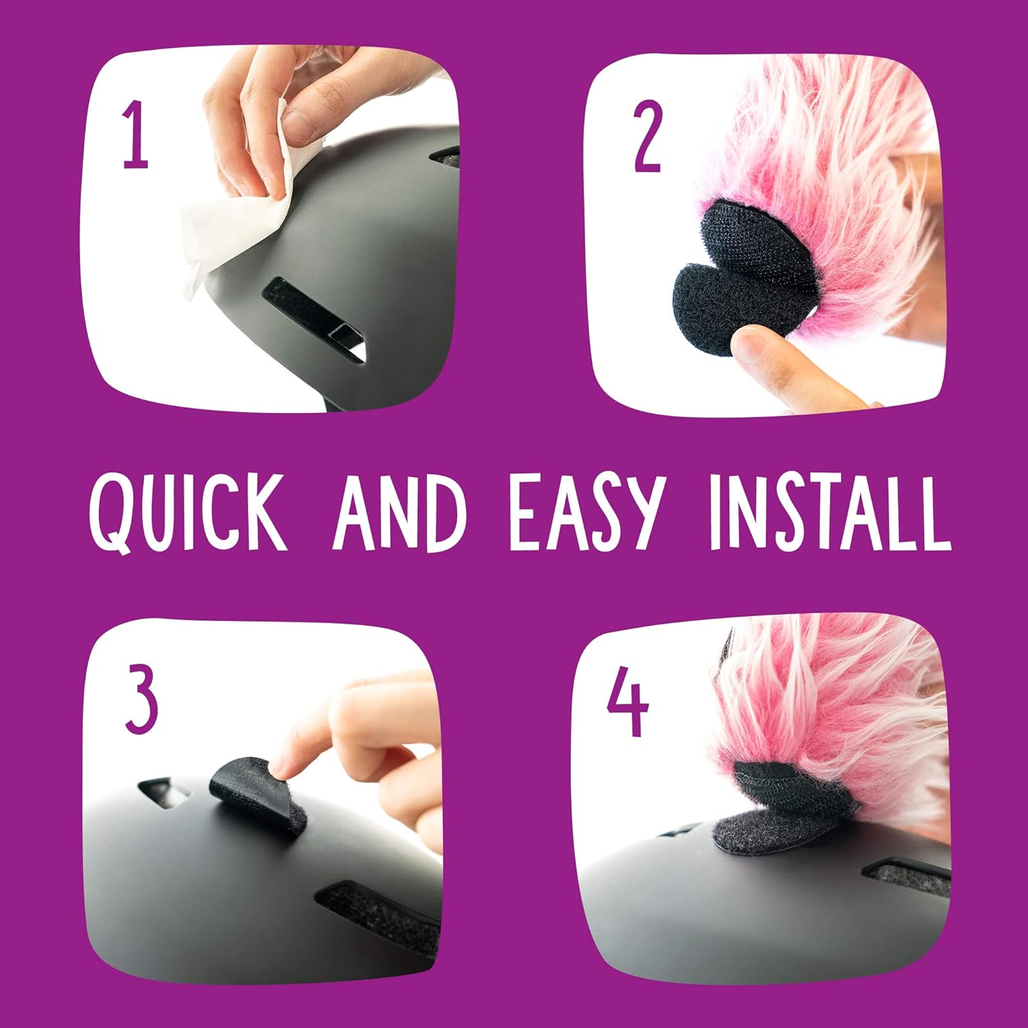 Lynx Helmet Accessories w/Sticky Hook & Loop Fastener Adhesive (Helmet not Included), Fun Helmet Bunny/Rabbit Ears/Covers for Snowboarding, Skiing, Biking for Kids, Toddlers and Adults