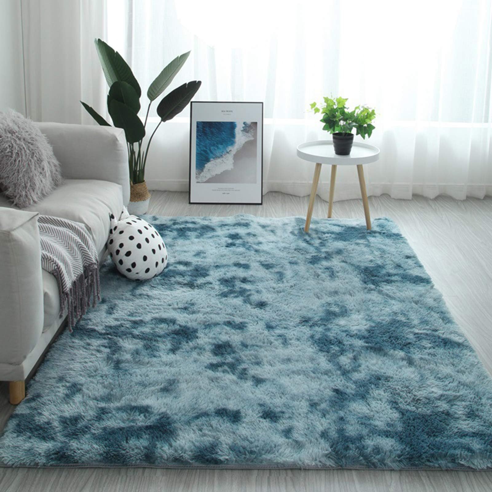 Modern Shaggy Rugs Fluffy Soft Touch Dazzle Sparkle Area Rug Carpet Large for Living Room Bedroom Floor Mat (Sky Blue,160 x 230cm)