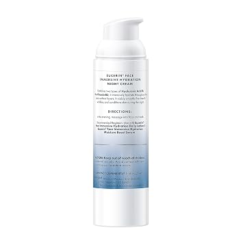Eucerin Face Immersive Hydration Night Cream with Hyaluronic Acid and Provitamin B5, Ultra-Lightweight Face Moisturizer Smooths Fines Lines and Wrinkles, 2.5 Oz Bottle