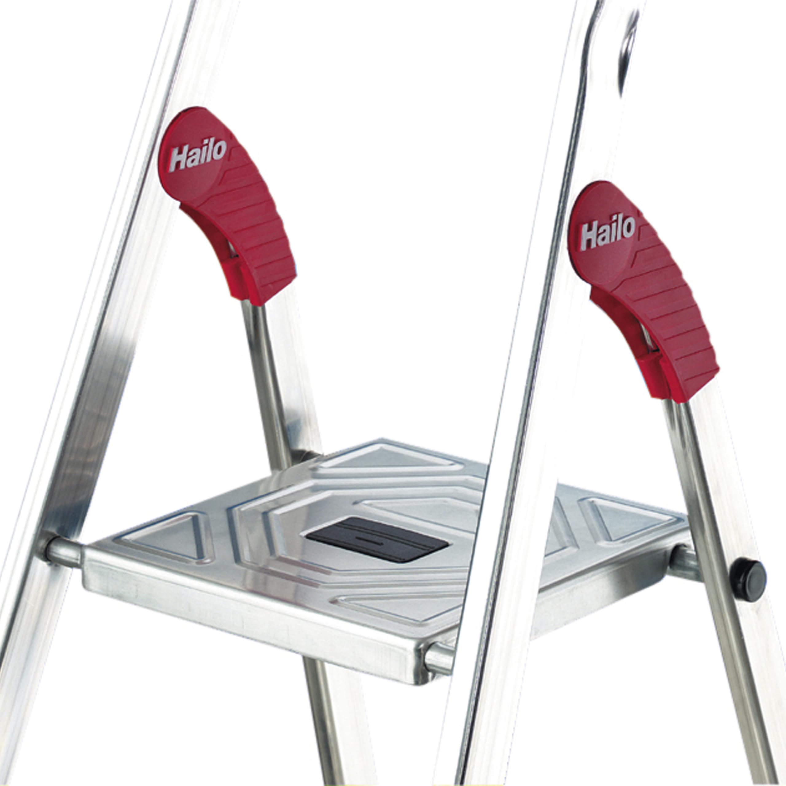 Hailo XXL Scala in Alluminio, 5 Gradini, con Piattaforma, Domestica, Bianco e Rosso