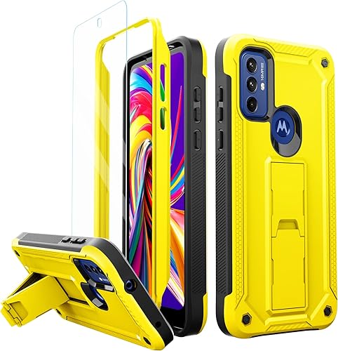 URBANITE Funda protectora resistente a prueba de golpes para Motorola Moto G Play 2023, de grado militar, con protector de pantalla y soporte