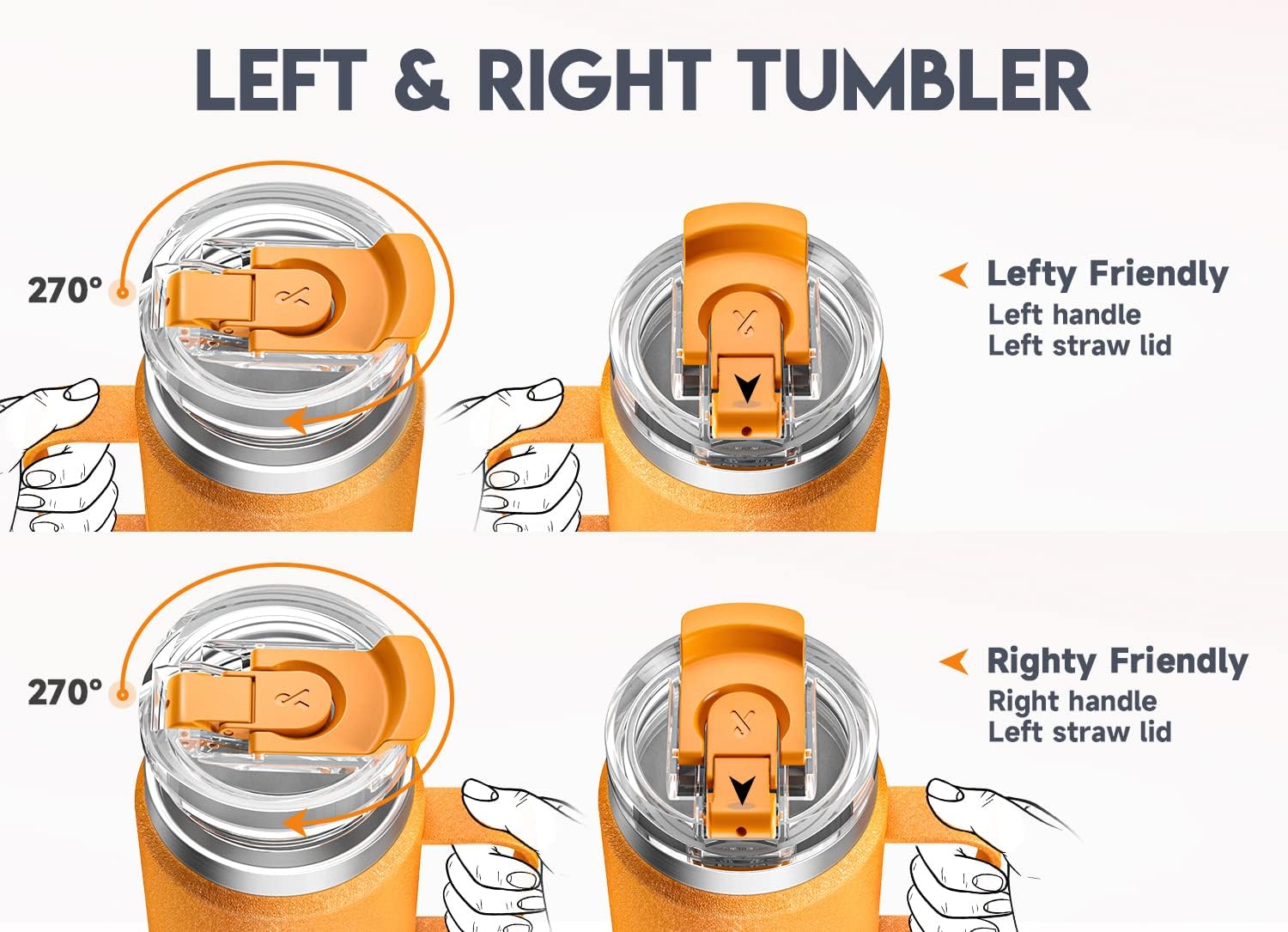 Meoky 40oz Tumbler with Handle, Stainless Steel Travel Mug with 2-in-1 Straw and Sip Lid, Vacuum Insulated Coffee Mug, 100% Leak Proof, Keeps Cold for 34 Hours or Hot for 10 Hours (Maple) - Image 4