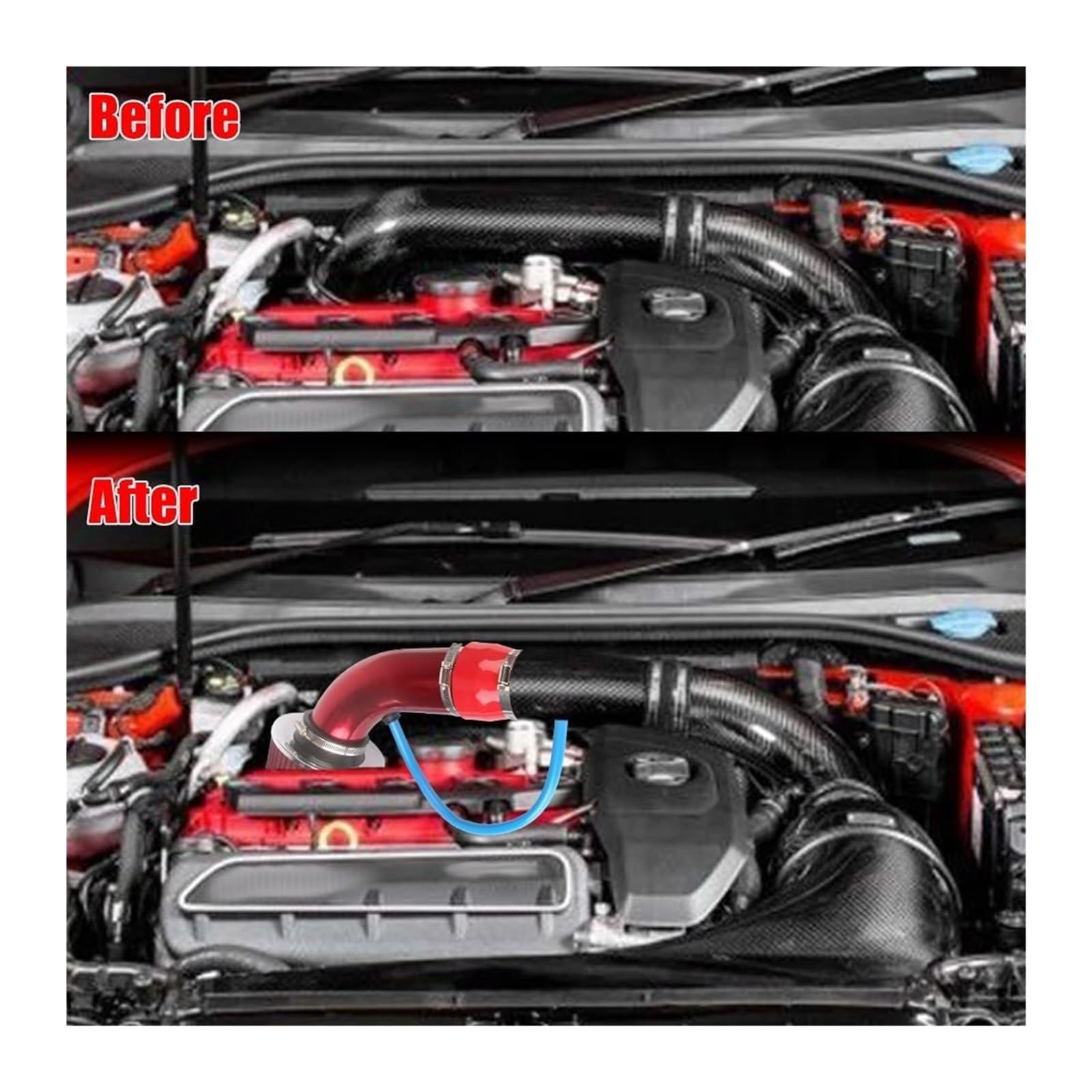 Tubo Entrada Aire Automotriz Kit De Tubo Inducción Turbo Universal 76 Mm/3 Pulgadas Con Filtro Aire Accesorios Para Coche Sistema Admisión Frío Aluminio