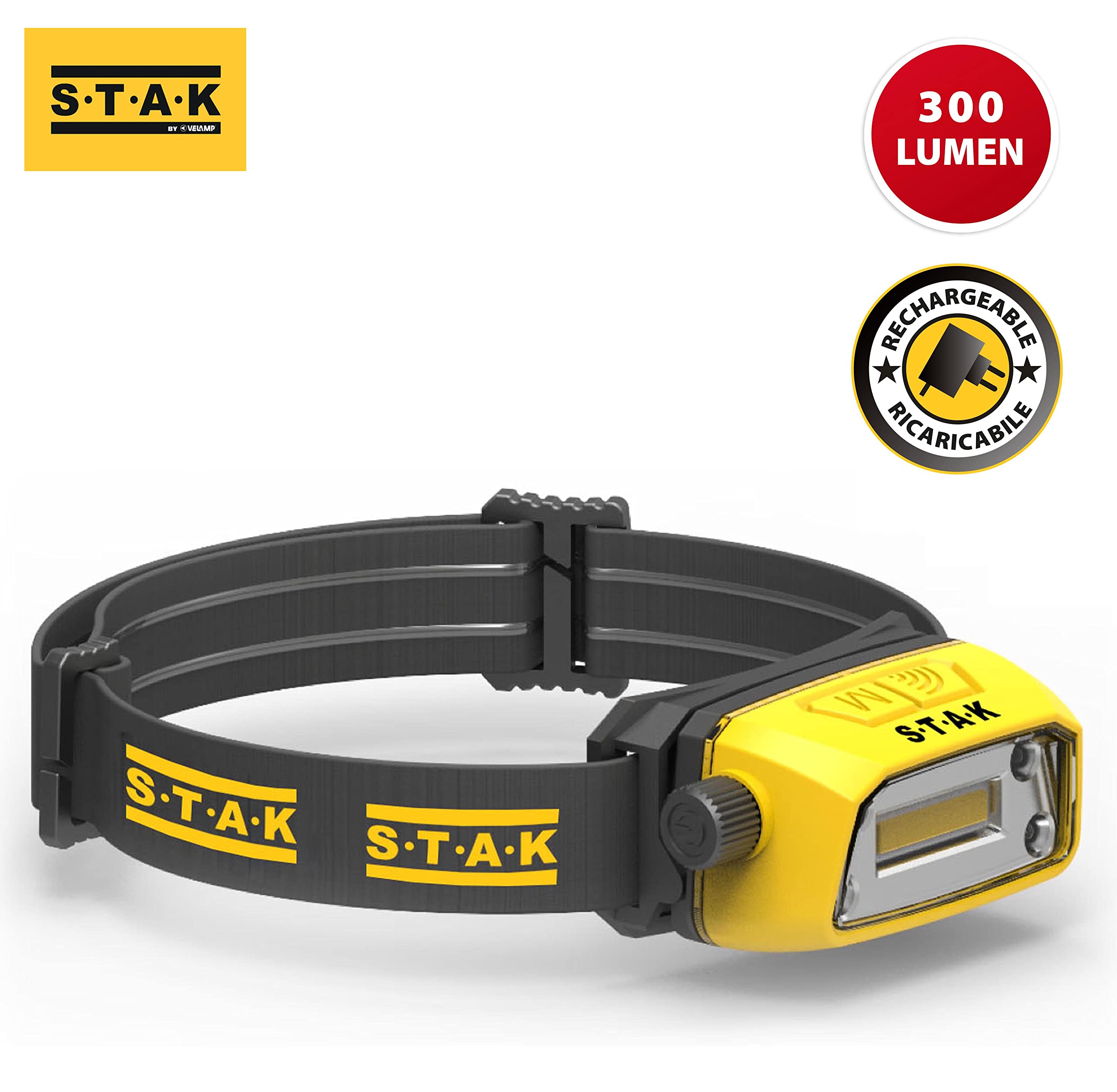 Velamp Lampe frontale LED rechargeable professionnelle 300 lumens. Interrupteur sans contact