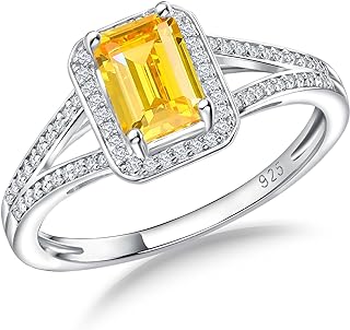 925 Sterling Silver Emerald Cut Engagement Ring Created Gemstome Cubic Z...